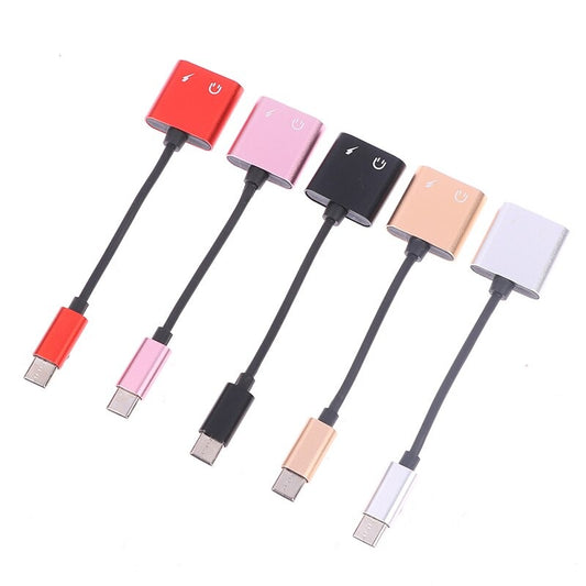 NEW 2in1 USB C Type C to 3.5mm Jack AUX Audio Adapter Charging Cable Headphone