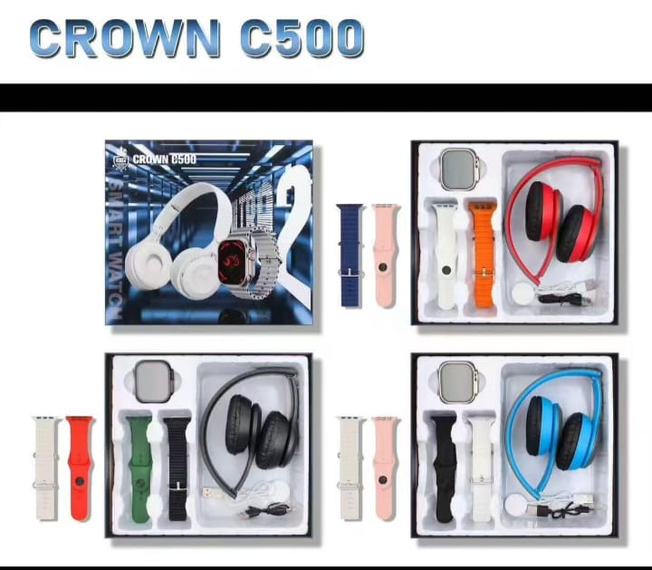 Ultra 2 Smart watch CROWN C 500 watch + Headphone