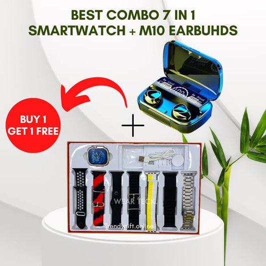 7 Belts  With  1 Ultra Smartwatch +  M10 Earbuds