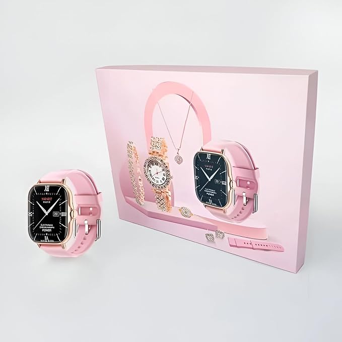 A58 Plus Smart Watch With  jewelry Set ( 8 IN 1 Set )