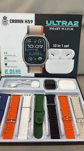ULTRA 2 CROWN H 59  Smartwatch | 10 in 1 set  | 7 Belt + Airpod +Metal Chain