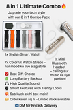 Bluetooth & smart Watch Combo set | 9 Godets set  | 1 Smartwatch with 7 belt | 1 M-11 Bluetooth Headset  |