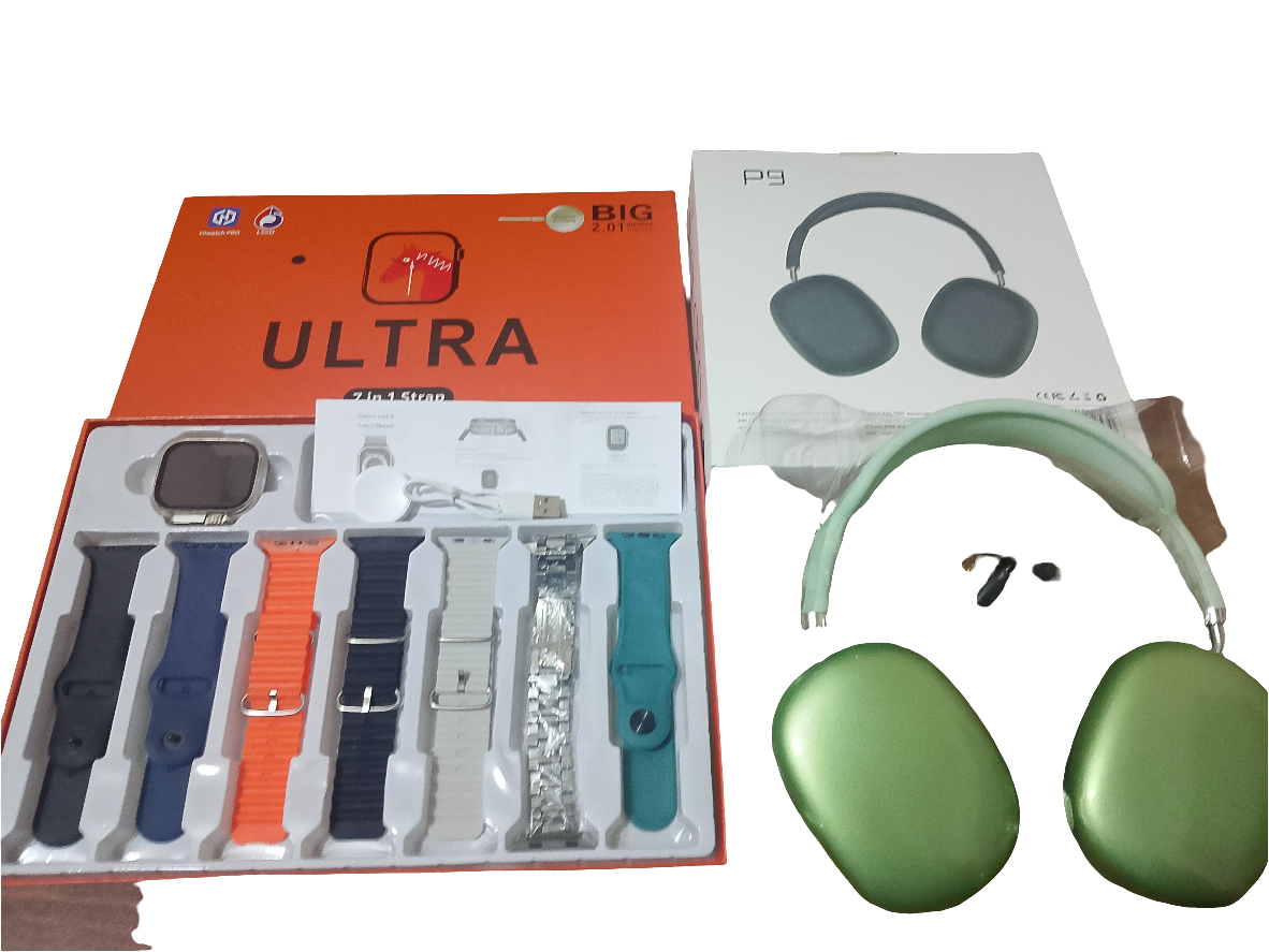 9 in 1 ( 7 Blet with Ultra Smartwatch+ P9 Headphone )( Pack of 2 )