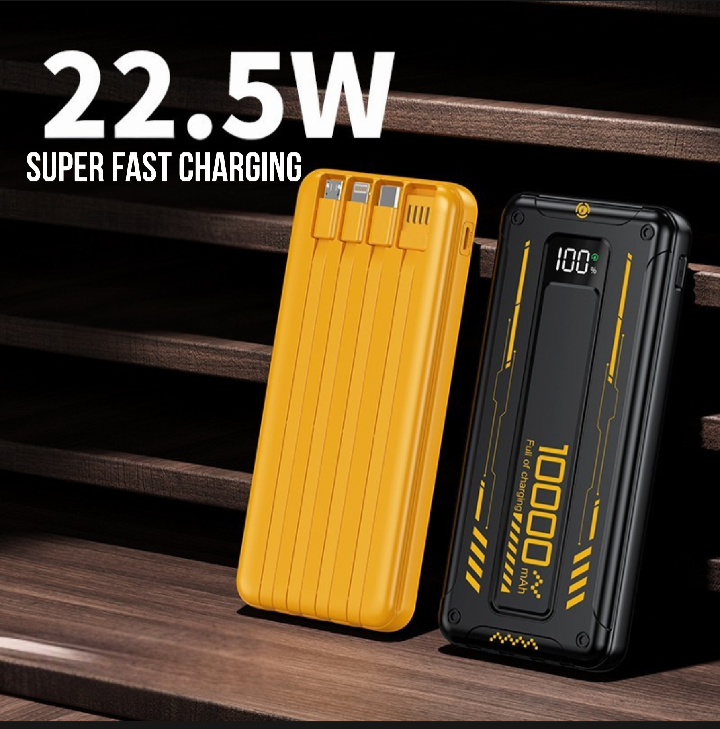 QTech Q126 10000mAh 66W PD Fast Charging Power Bank with 4 Cables