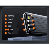 QTech Q126 10000mAh 66W PD Fast Charging Power Bank with 4 Cables