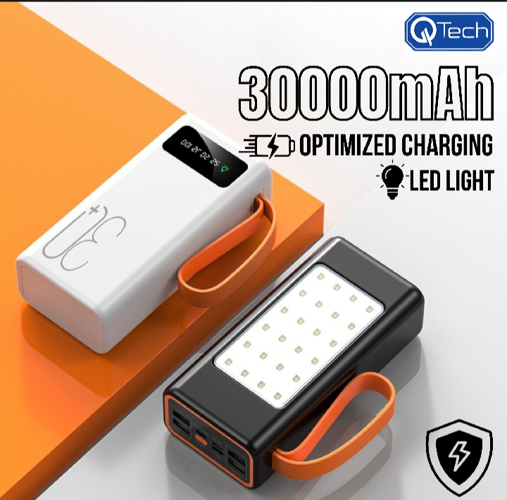 Q133: High-Capacity 30000mAh Power Bank with Bright LED