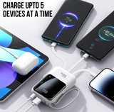 QTech 10000mAh Power Bank (66W/PD20W) + 4 Built-In Cables - Q129