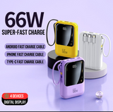 QTech 10000mAh Power Bank (66W/PD20W) + 4 Built-In Cables - Q129