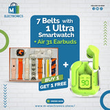 7 Belts  With  1 Ultra Smartwatch +   Air 31 Earbuds