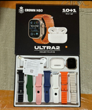 CROWN H80 Ultra 2 Smartwatch  METAL CHAIN + 6 SLILICON BELT + AIRPODS | 10 In 1 |