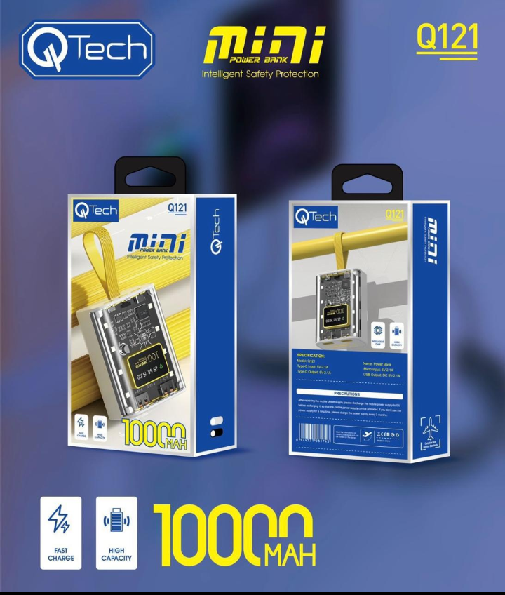 Q121 Mini: Transparent 10000mAh Power Bank