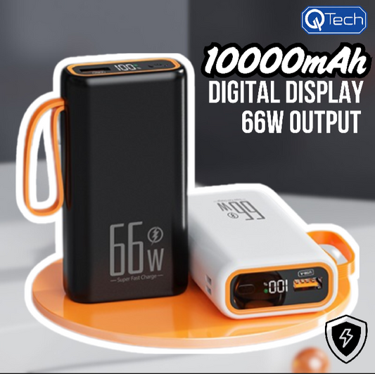 QTech 10000mAh Super Fast Charge Power Bank (66W) - Q135 Series