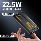 QTech Q126 10000mAh 66W PD Fast Charging Power Bank with 4 Cables