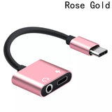 NEW 2in1 USB C Type C to 3.5mm Jack AUX Audio Adapter Charging Cable Headphone