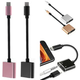 NEW 2in1 USB C Type C to 3.5mm Jack AUX Audio Adapter Charging Cable Headphone