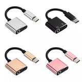 NEW 2in1 USB C Type C to 3.5mm Jack AUX Audio Adapter Charging Cable Headphone